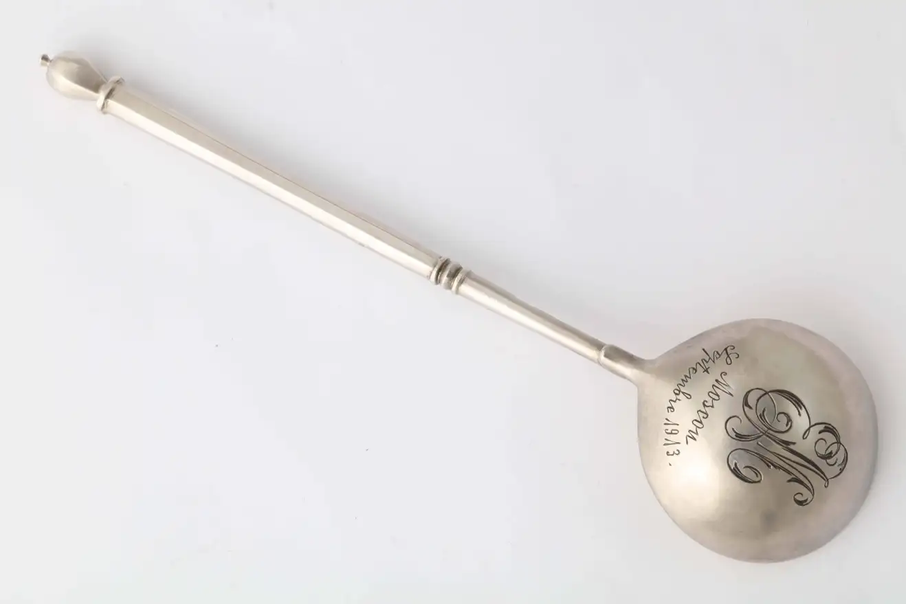 Russian Imperial-era Silver Caviar Spoon By Ovchinnikov, Moscow, 1913