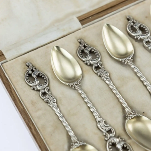 19th Century Imperial Russian Faberge Silver-Gilt 12 Coffee Spoons, circa 1890